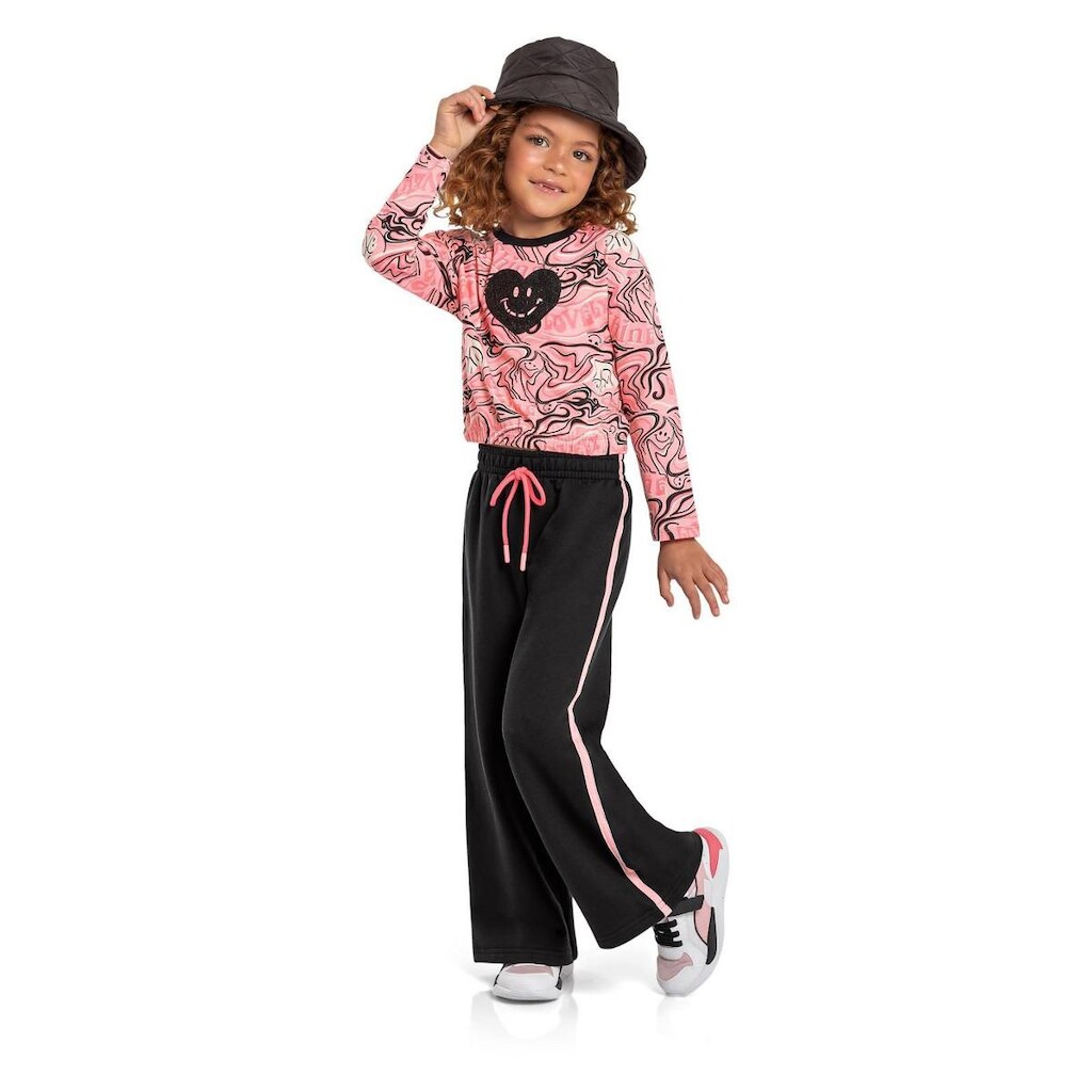 Conjunto Infantil Cropped e Calça Pantalona Quimby