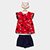 Conjunto Infantil Curto Kyly Floral Poá Menina - Vermelho