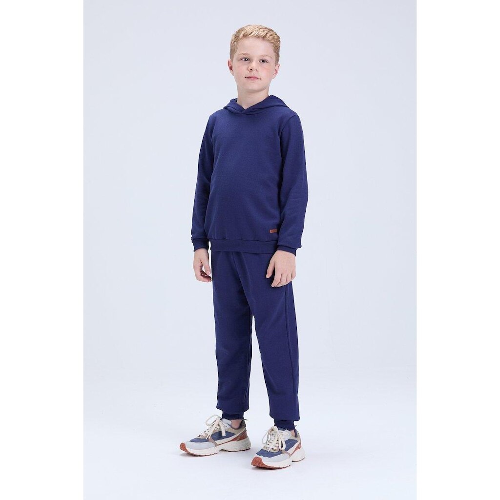 Conjunto Infantil de Inverno Masculino Moletom Básico com Capuz
