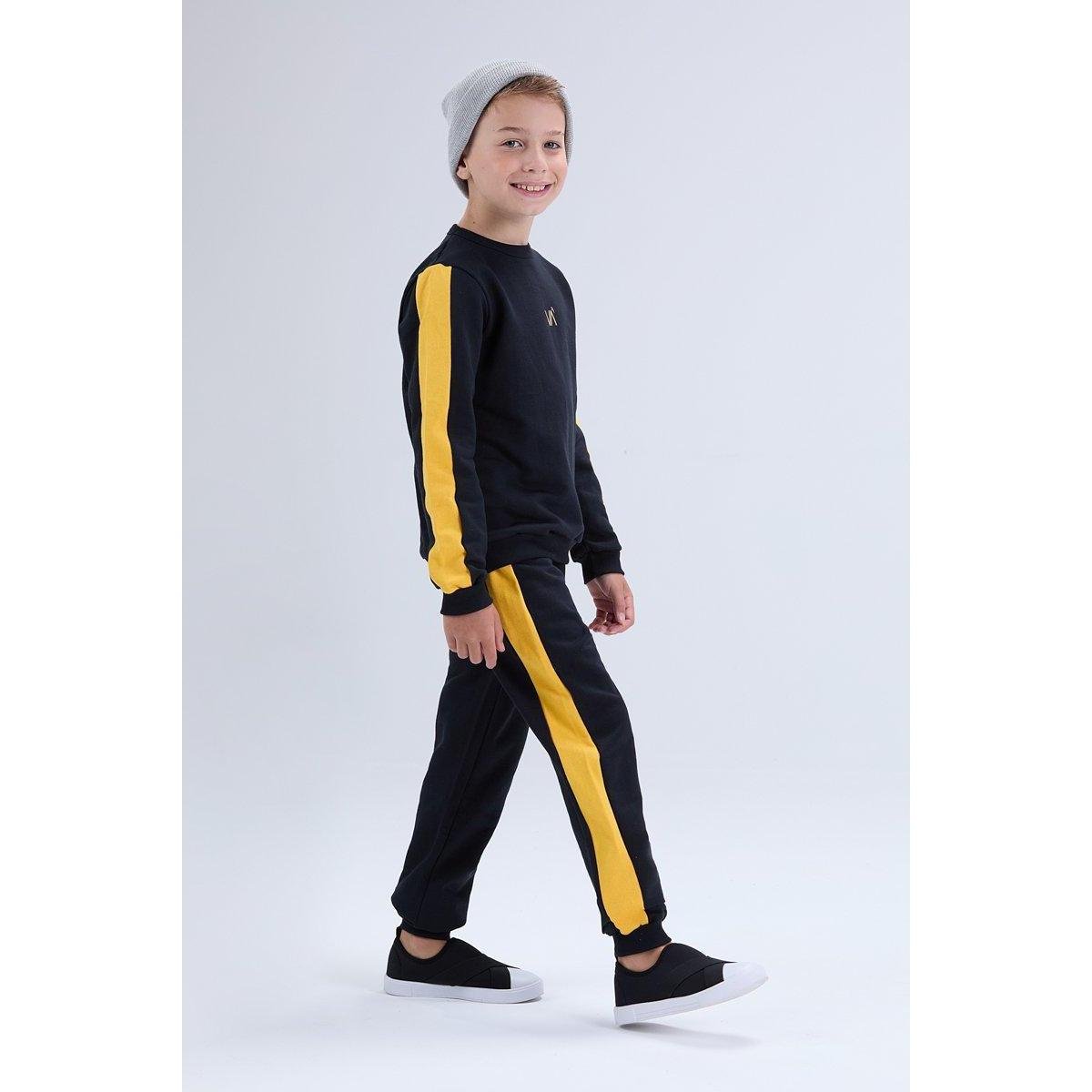 Conjunto Infantil de Inverno Masculino Moletom Faixas Laterais