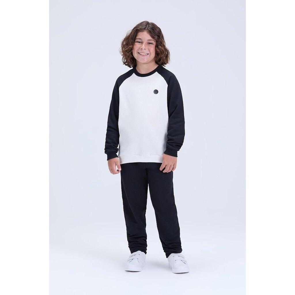 Conjunto Infantil de Inverno Masculino Moletom Raglan com Aplique