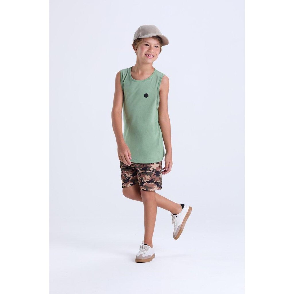 Conjunto Infantil de Verão Regata e Bermuda Camuflada