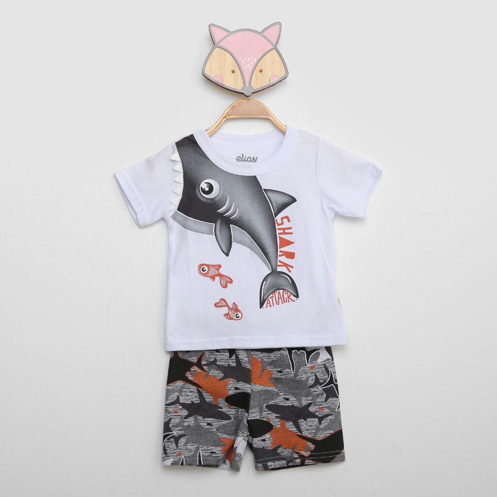 Conjunto Infantil Elian Camiseta Shark + Bermuda Menino