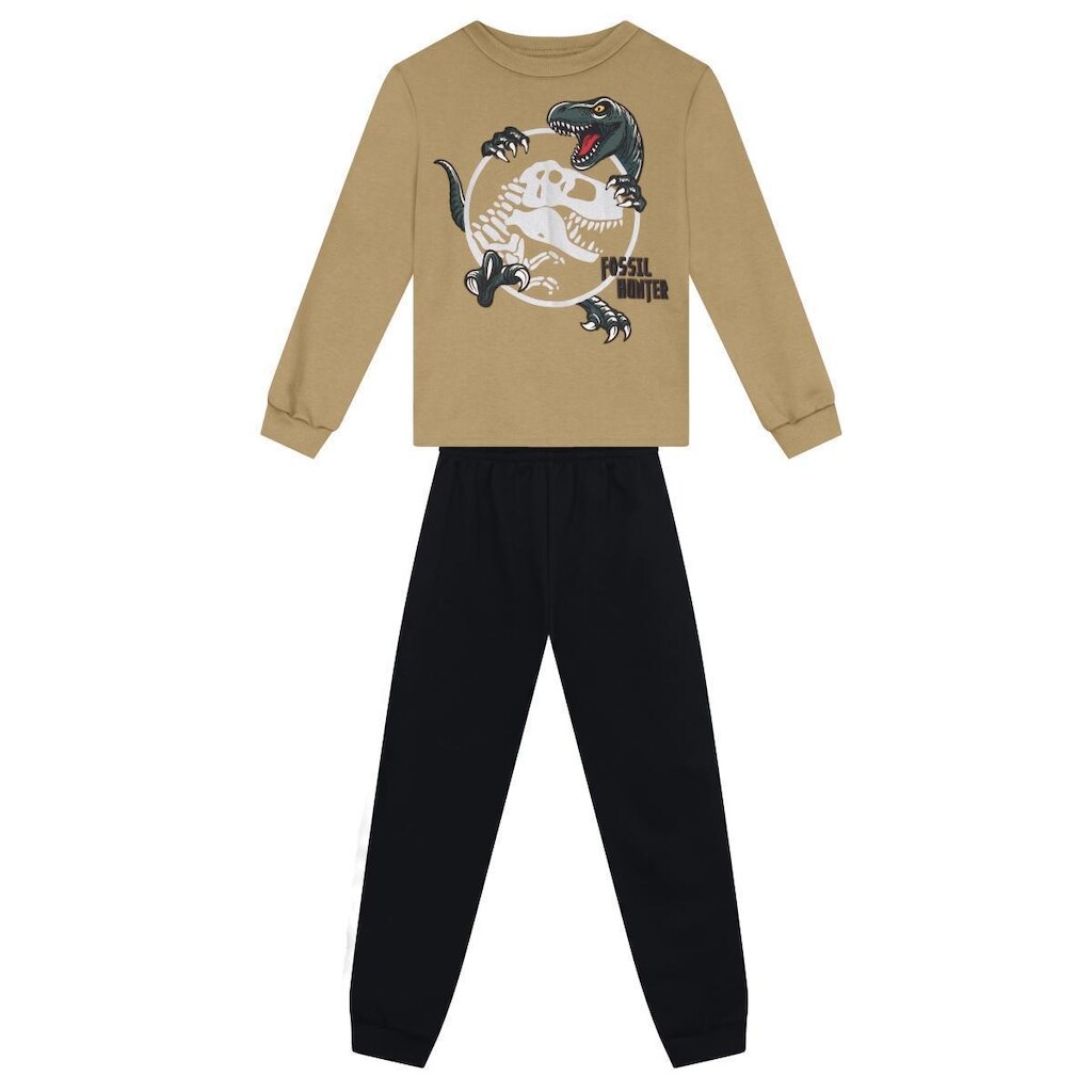 Conjunto infantil em moletom de dinossauro Brandili