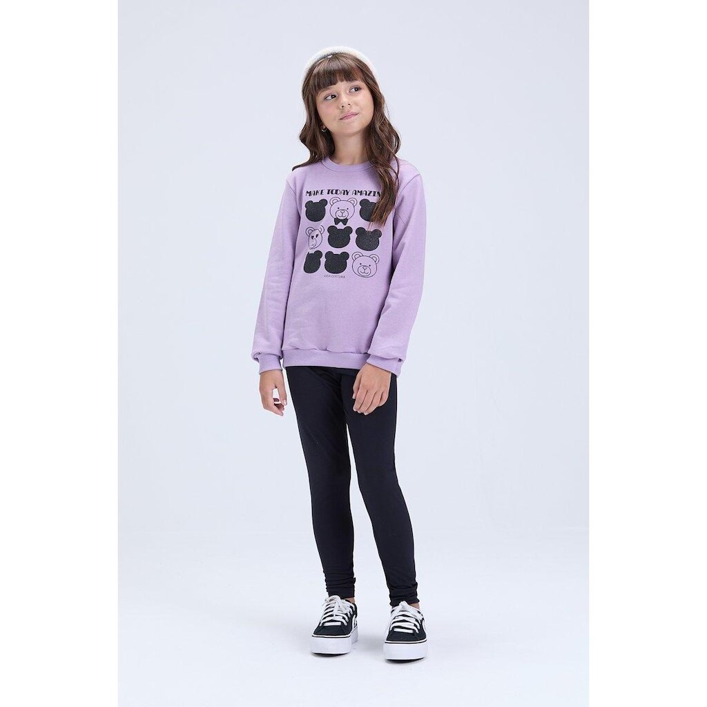 Conjunto Infantil Feminino de Inverno Moletom Ursinhos e Legging