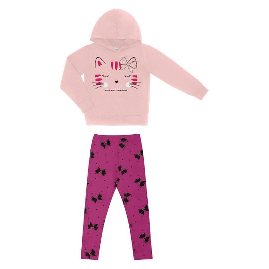 Conjunto Infantil Feminino Gatinho Rovitex Kids Rosa - Rosa Menor preço em Conjunto Infantil Feminino Gatinho Rovitex Kids Rosa - Rosa