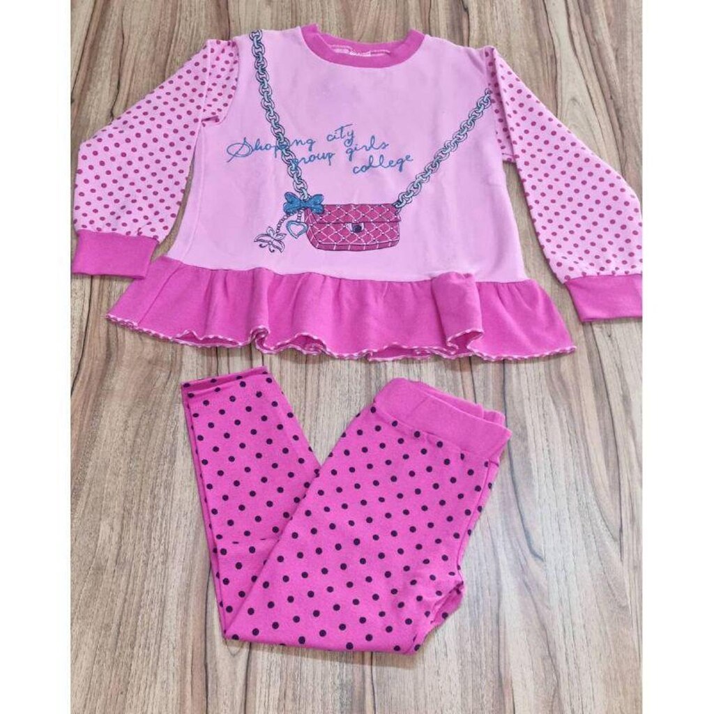Conjunto Infantil Feminino Inverno Babado Bolinhas 6/8