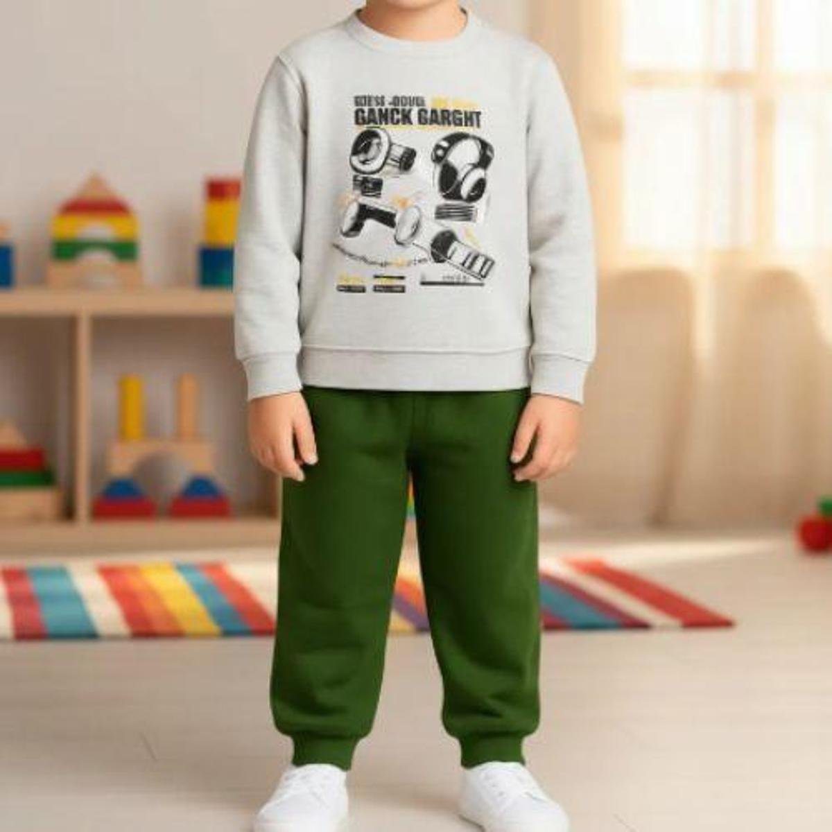 Conjunto Infantil Flanelado Blusa + Calça com Punho Rei Rex