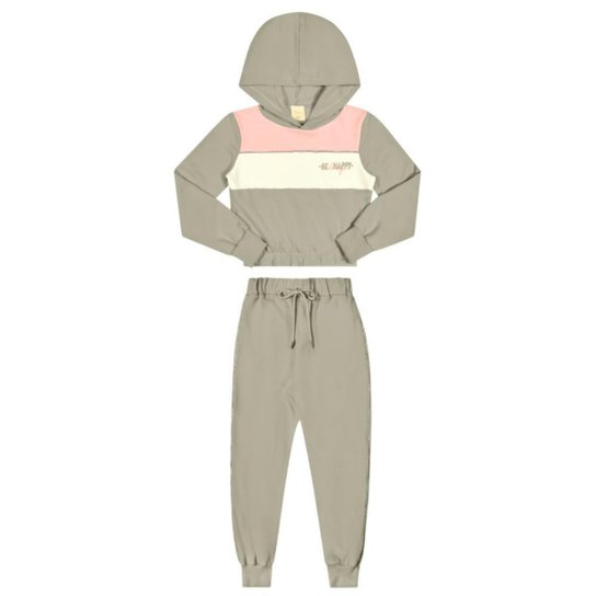 Conjunto Infantil Inverno Casaco Com Capuz E Calça Moletom