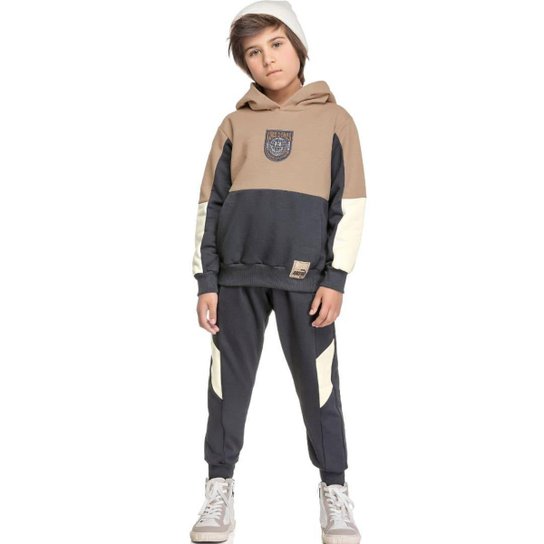 Conjunto Infantil Inverno Menino Casaco com Capuz E Calça Moletom Peluciado Tam 4 a 8 - Angerô - Cinza Menor preço em Conjunto Infantil Inverno Menino Casaco com Capuz E Calça Moletom Peluciado Tam 4 a 8 - Angerô - Cinza