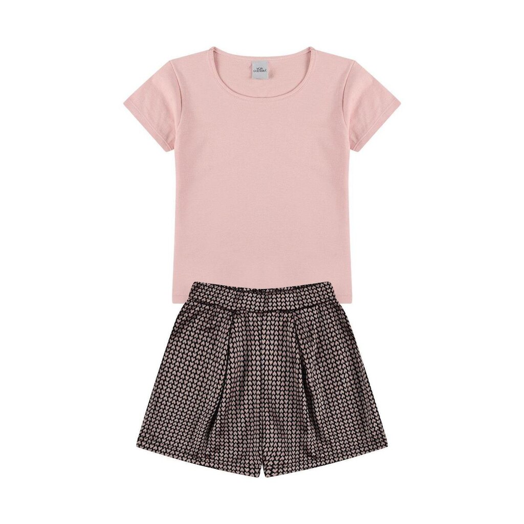 Conjunto Infantil Jacquard Shine Rosa Claro