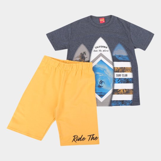 Conjunto Infantil Kyly Bermuda Moletom E Camiseta Surf Club Masculino - Chumbo é ruim? Conjunto Infantil Kyly Bermuda Moletom E Camiseta Surf Club Masculino - Chumbo é boa?
