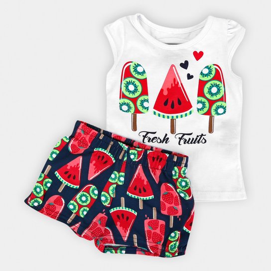 Conjunto Infantil Kyly Picolé Feminino - Branco