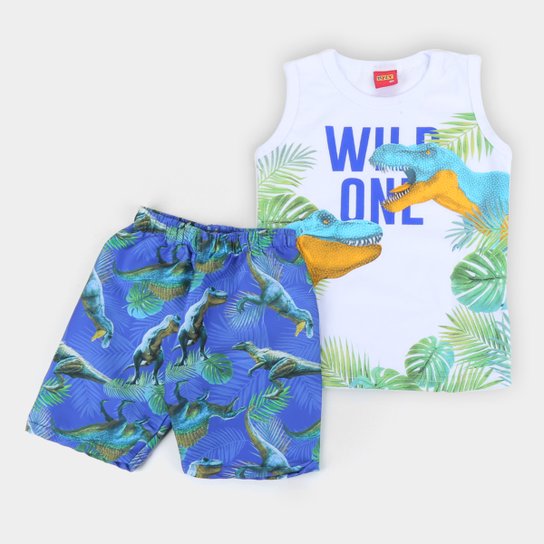 Conjunto Infantil Kyly Regata E Bermuda Tactel Wild One Masculino - Branco é boa?