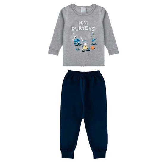 CONJUNTO INFANTIL MALWEE KIDS REF:1000091524 1/3 - Cinza+Azul Menor preço em CONJUNTO INFANTIL MALWEE KIDS REF:1000091524 1/3 - Cinza+Azul