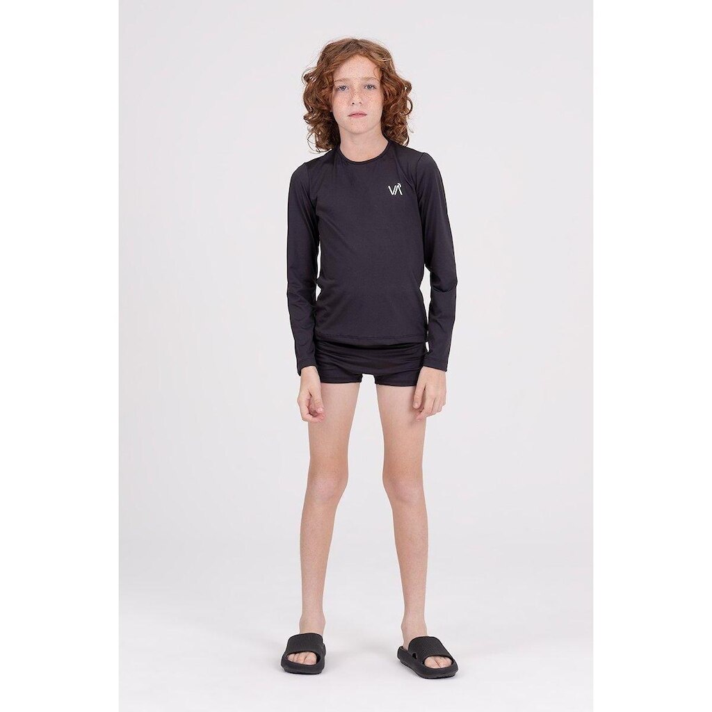 Conjunto Infantil Manga Longa UV 50+ Bordadinho Preto