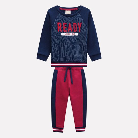Conjunto Infantil Masculino Casaco + Calça Milon 13012.0467.6 Milon - Marinho+Vermelho Menor preço em Conjunto Infantil Masculino Casaco + Calça Milon 13012.0467.6 Milon - Marinho+Vermelho