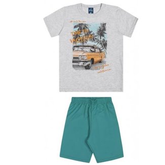 Conjunto Infantil Masculino Meia Malha Com Tactel Romitex