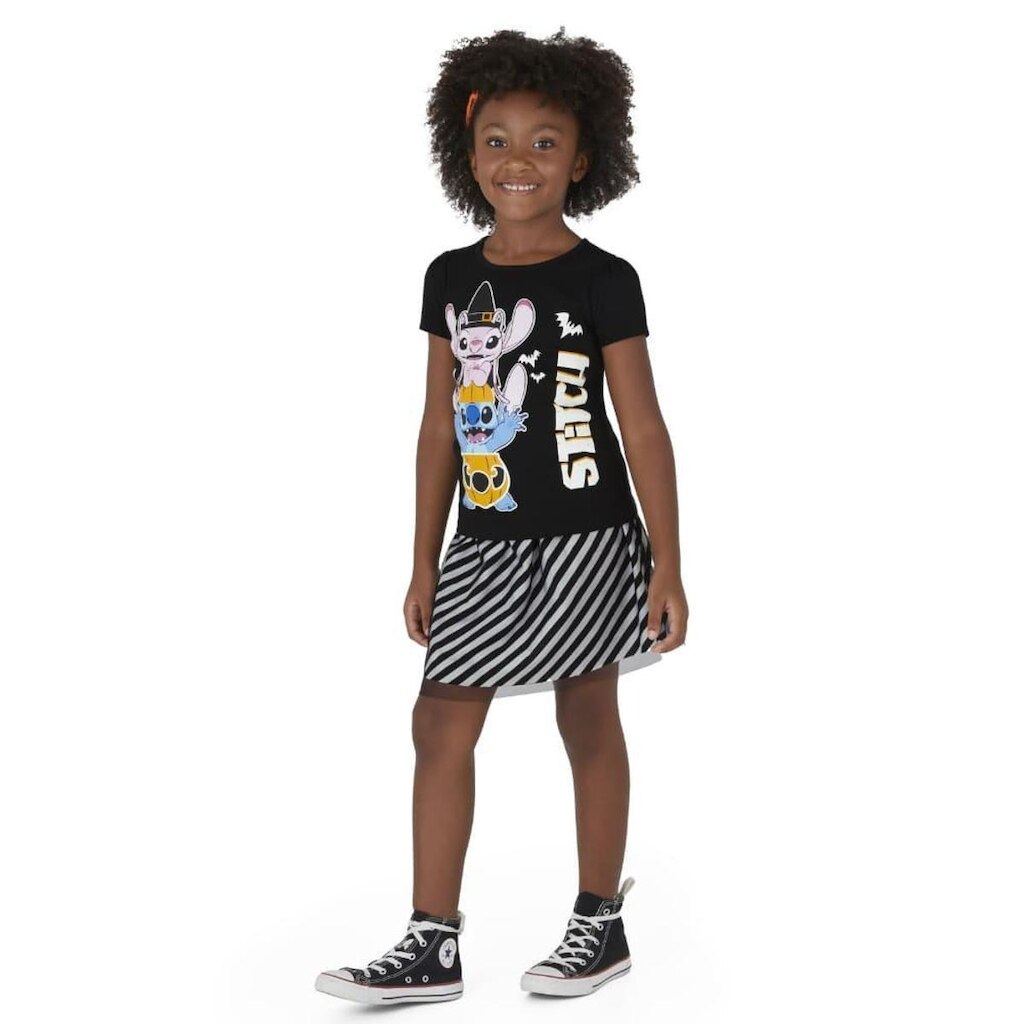 Conjunto Infantil Menina Blusa Brilha No Escuro e Saia Tule Stitch - Malwee