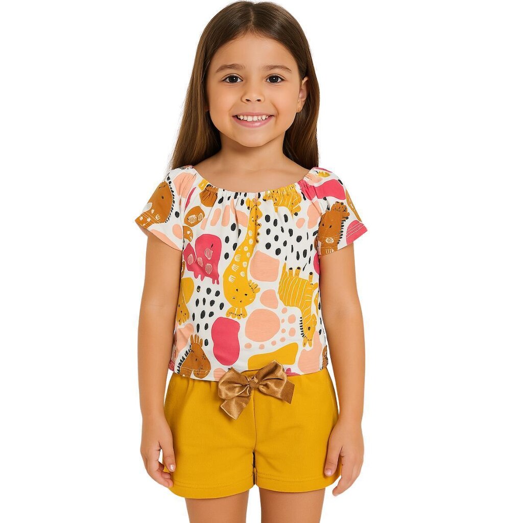 Conjunto Infantil Menina Blusa e Shorts Algodão Kyly