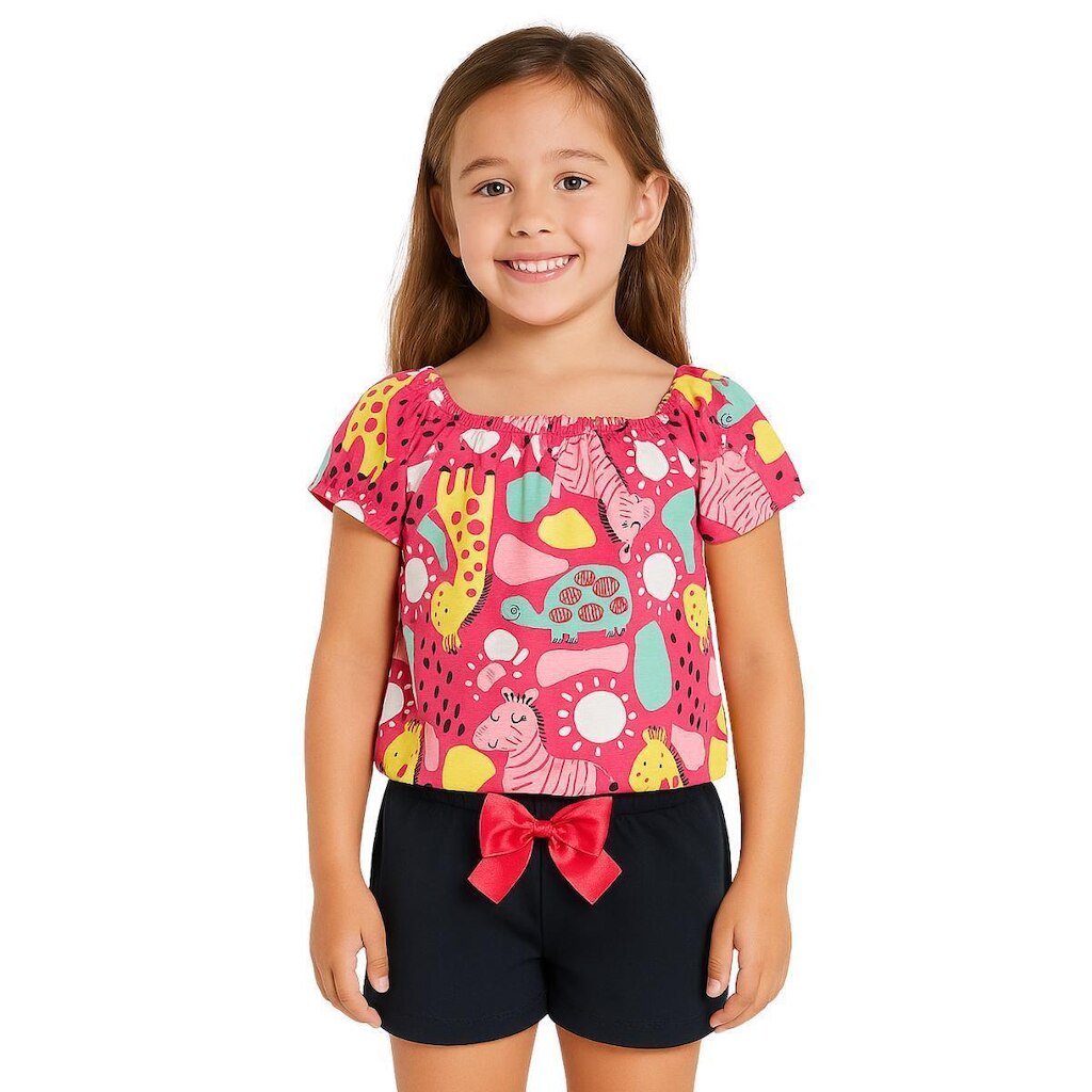 Conjunto Infantil Menina Blusa e Shorts Algodão Kyly