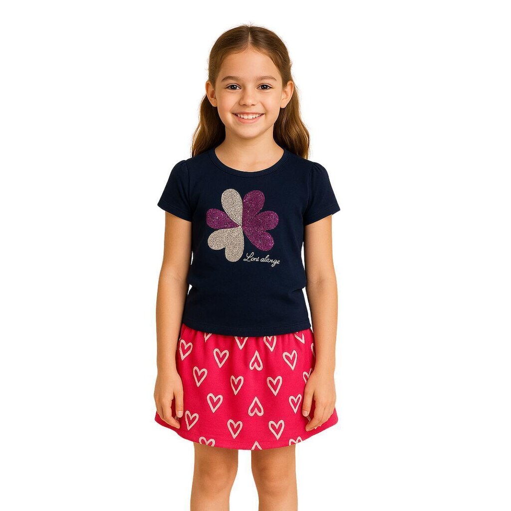 Conjunto Infantil Menina Blusa e Shorts Saia Kyly