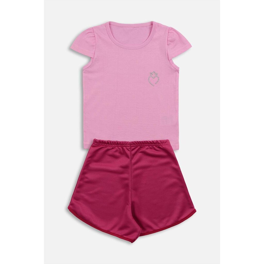 Conjunto Infantil Menina Blusa Rosa e Short Pink - Destak