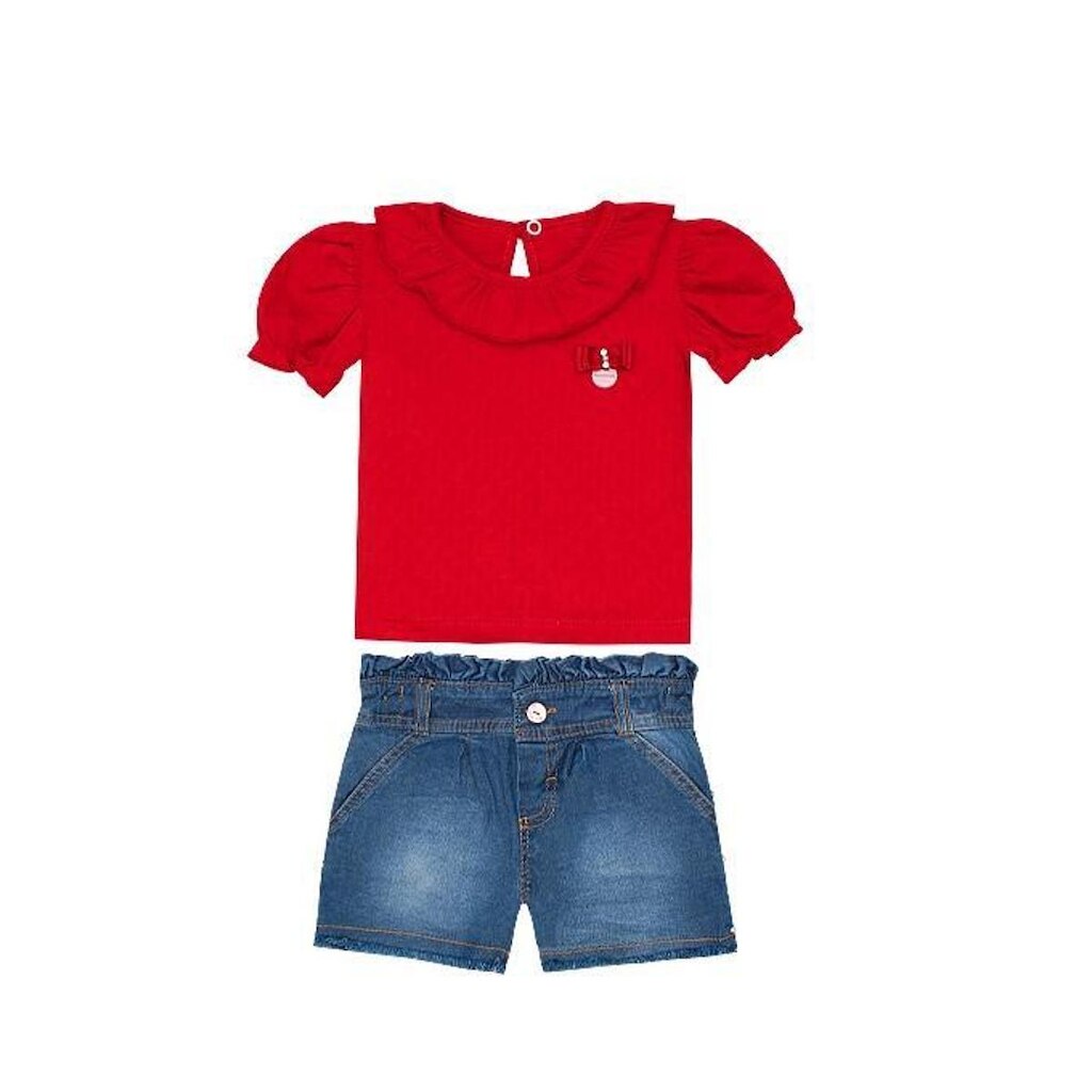 Conjunto Infantil Menina Blusa/Short Jeans Aconchego