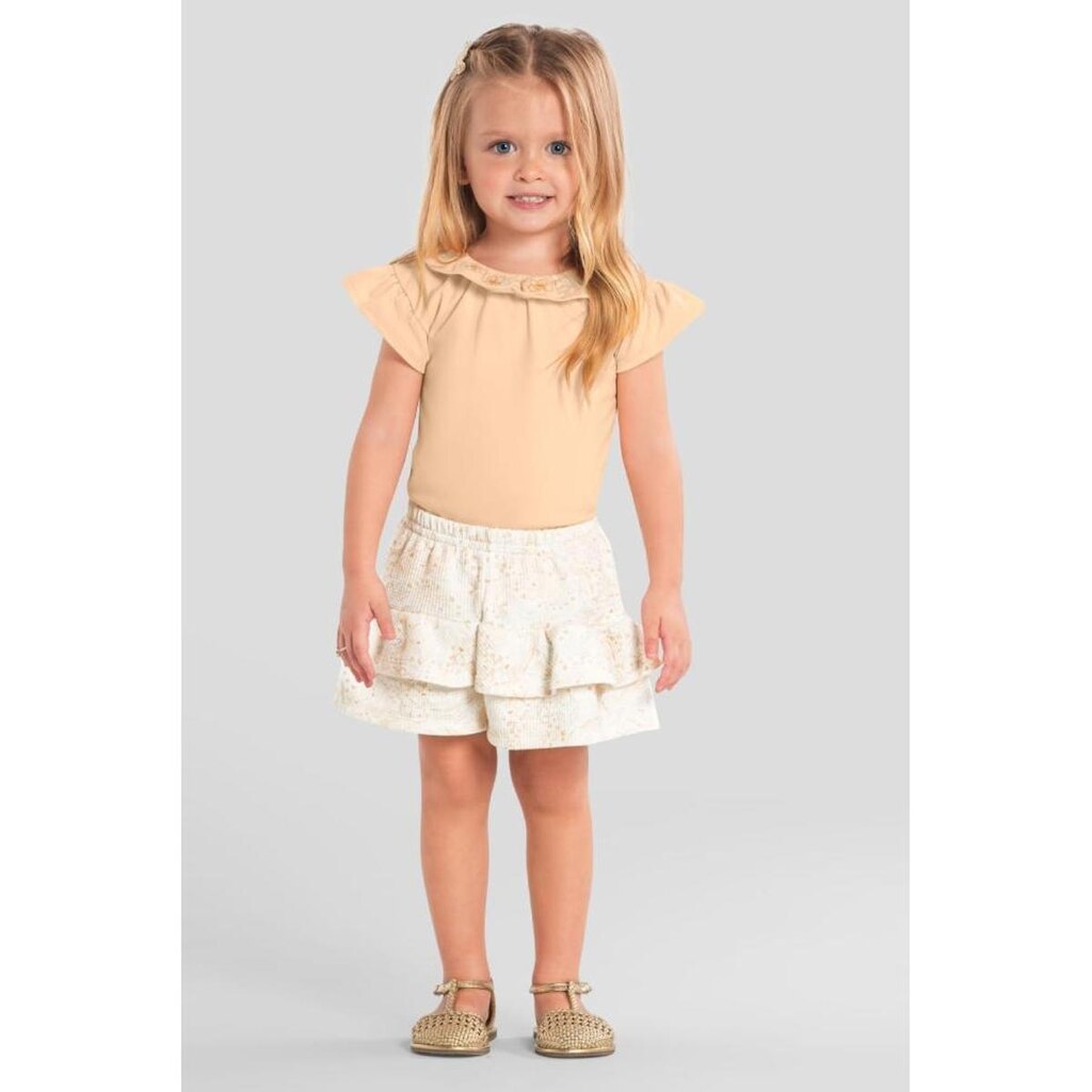 Conjunto infantil menina bordado floral Mundi
