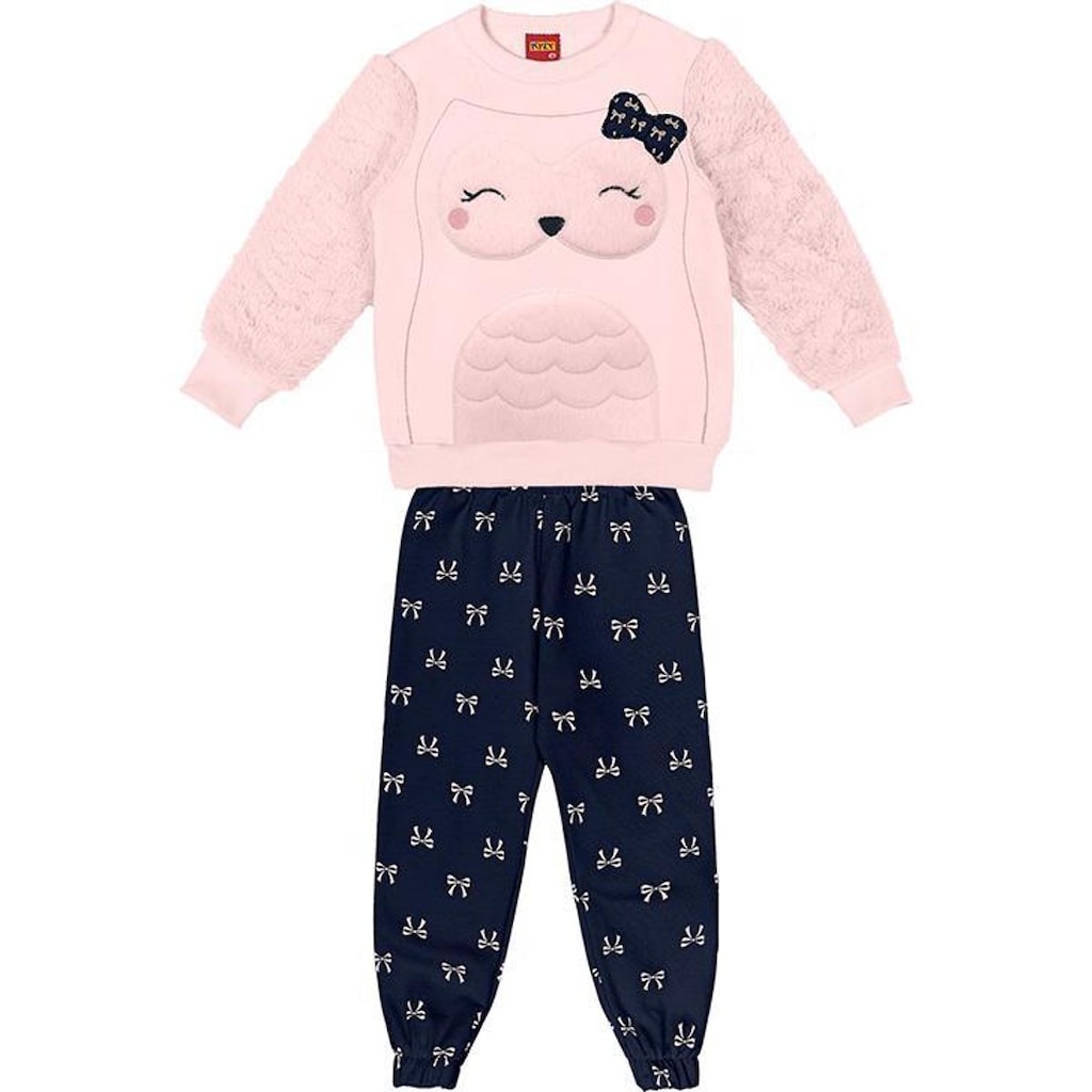 Conjunto Infantil Menina Casaco Pêlo e Calça Moletom Kyly