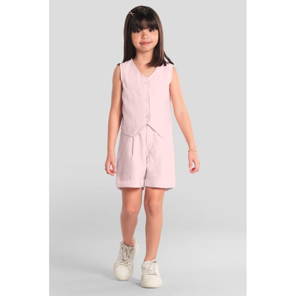 Conjunto infantil menina com colete Mundi