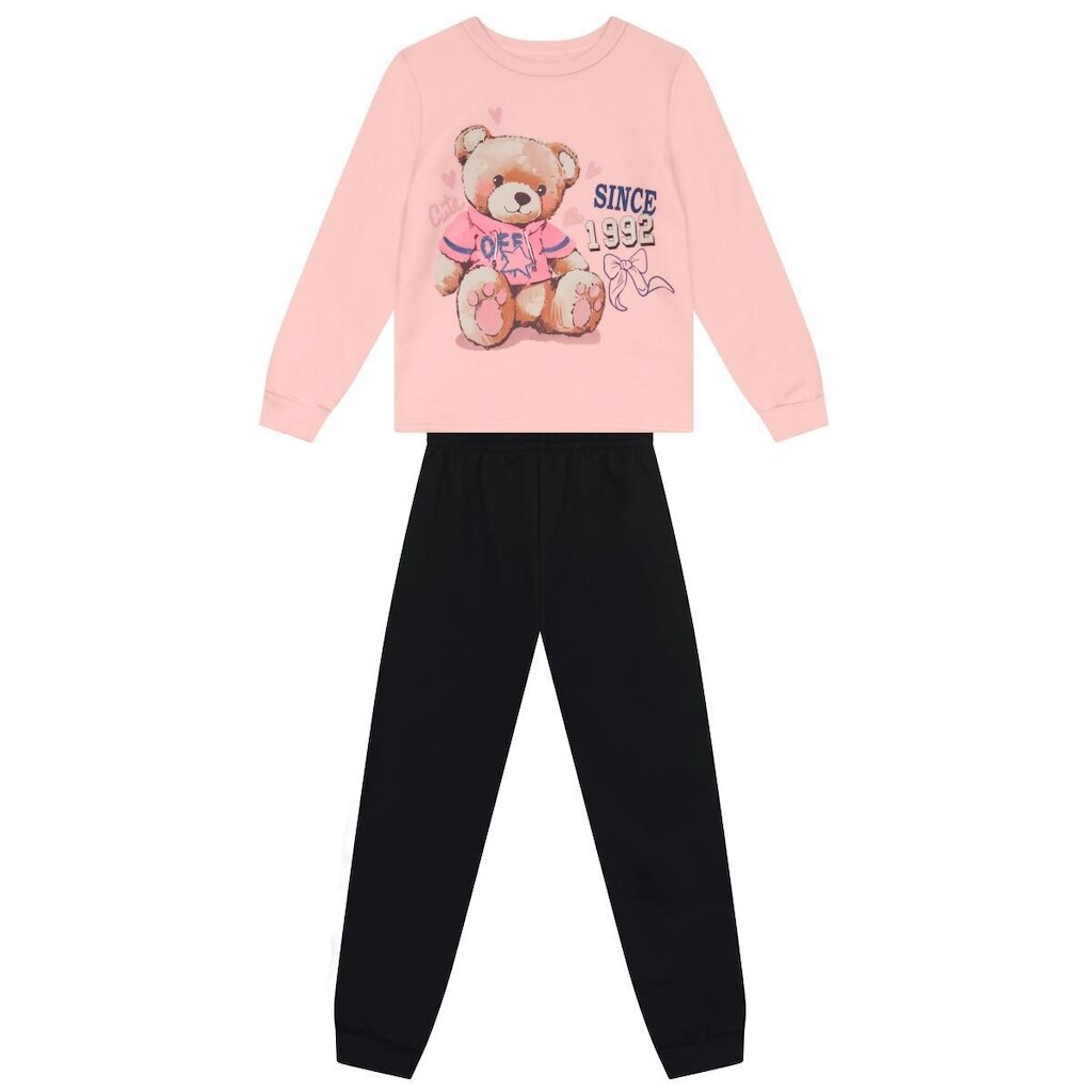 Conjunto infantil menina de urso com glitter Brandili