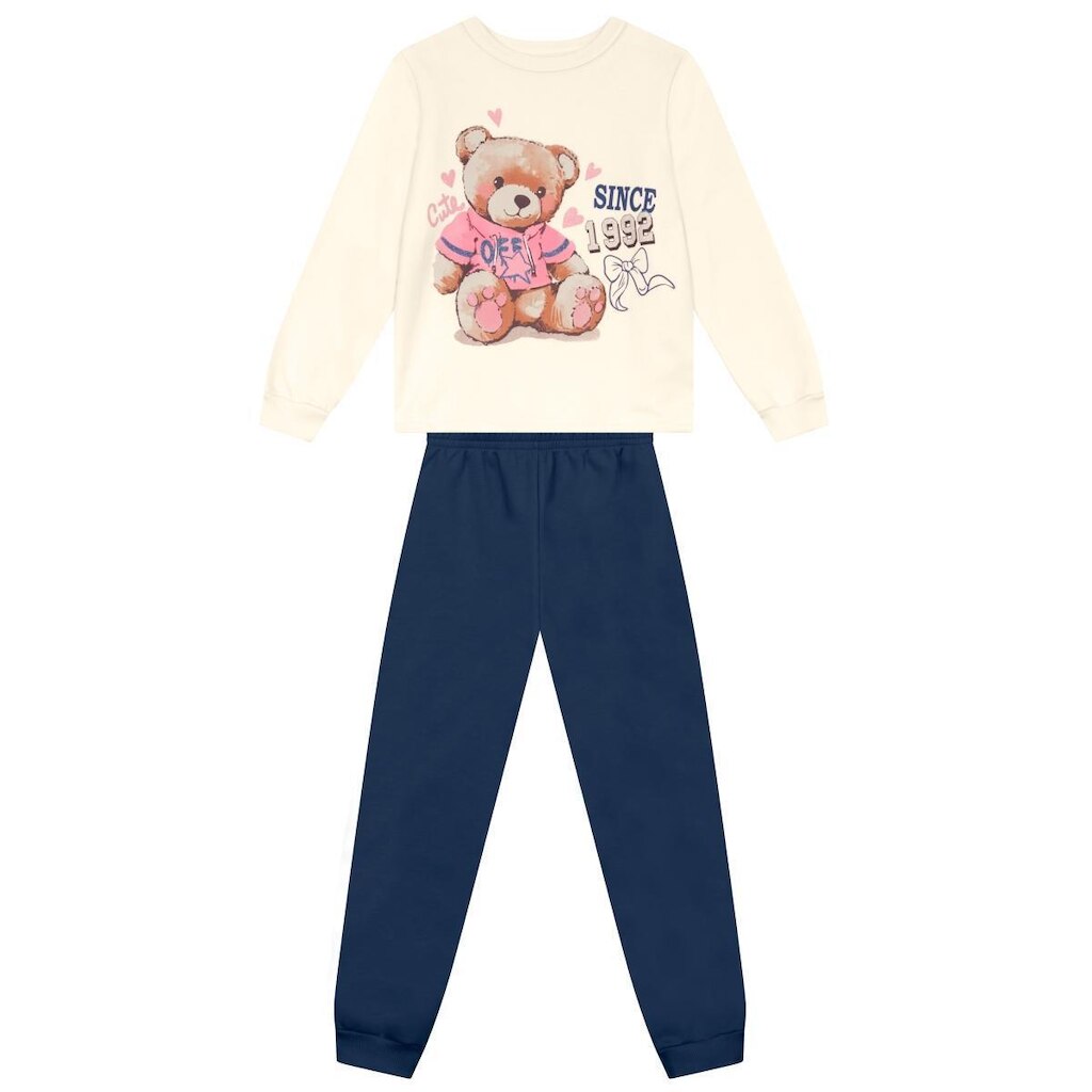 Conjunto infantil menina de urso com glitter Brandili