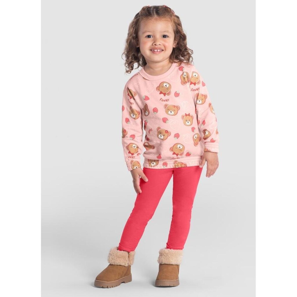 Conjunto infantil menina em moletom Brandili