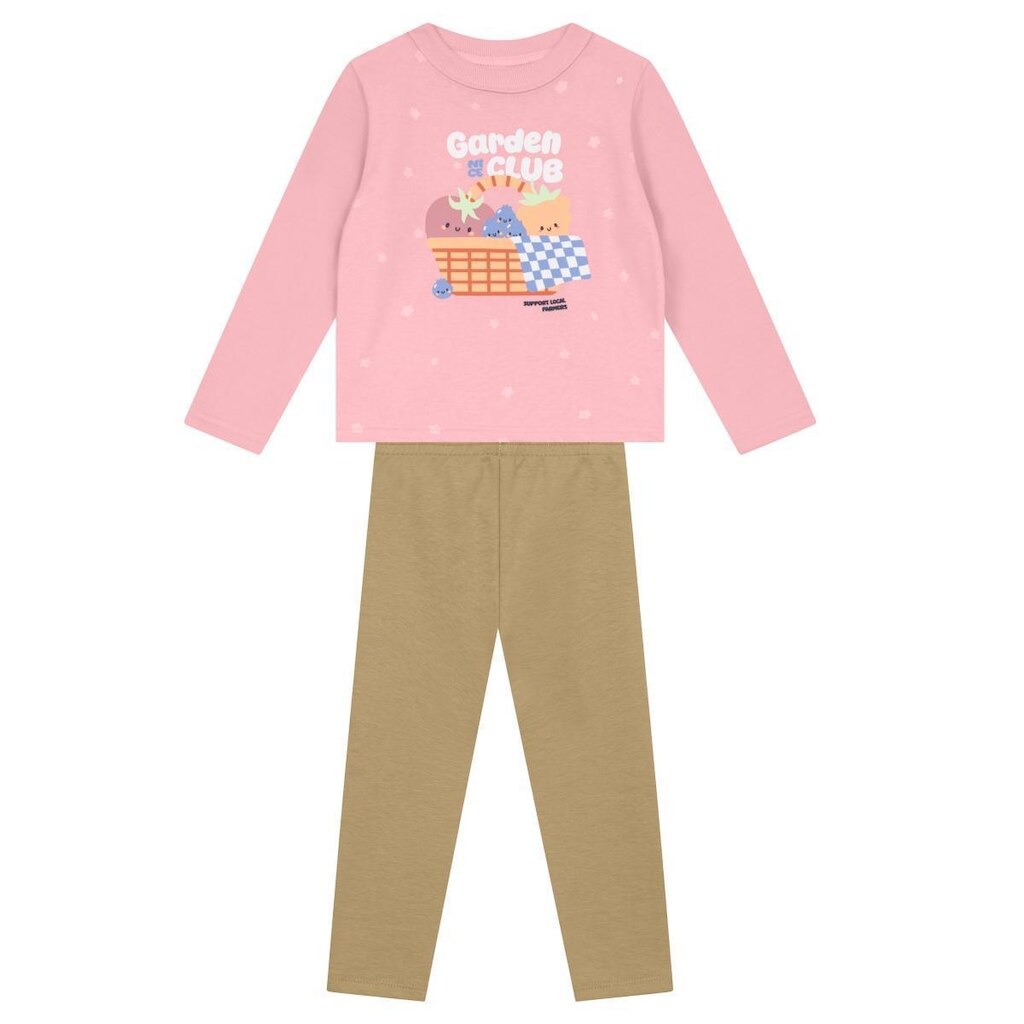 Conjunto infantil menina em moletom de frutinhas Brandili