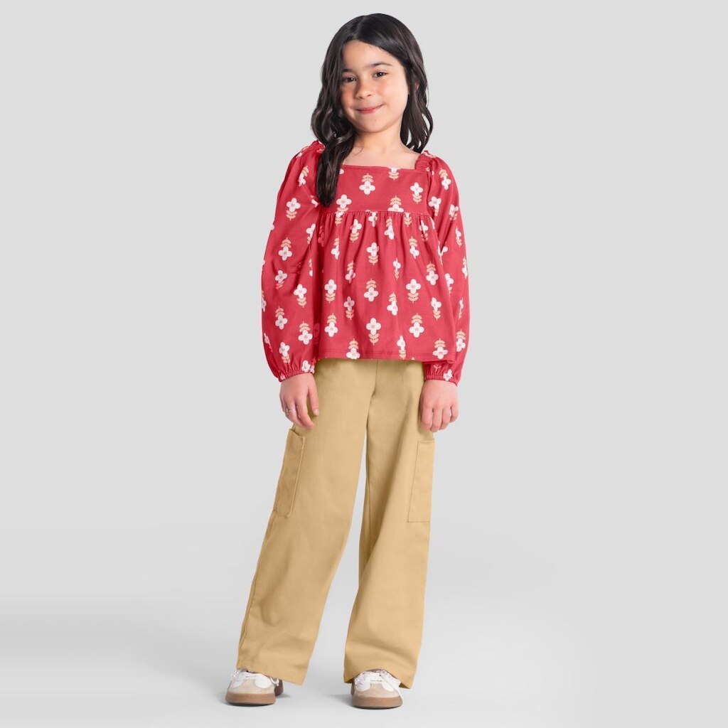 Conjunto infantil menina em sarja Mundi