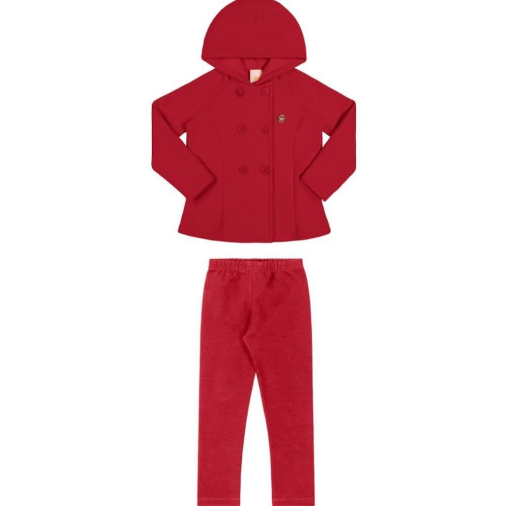 Conjunto Infantil Menina Inverno Casaco Boucle Molicotton E Calça Moletom Tam 4 a 14 - Angerô