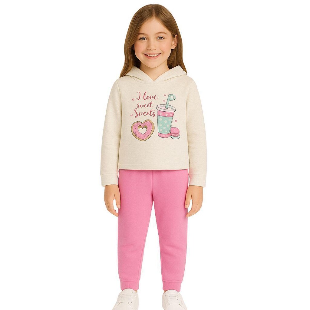 Conjunto Infantil Menina Moletom Peluciado Com Capuz Kyly