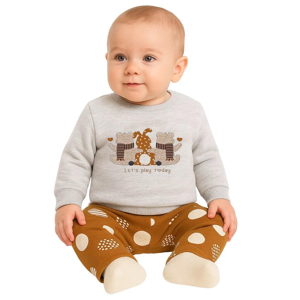 Conjunto Infantil Menina Moletom Peluciado e Legging Estampada Kyly