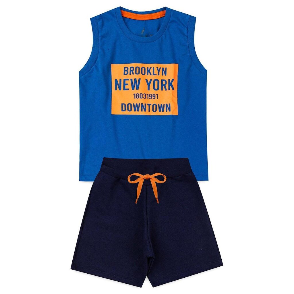 Conjunto Infantil Menino Algodão Premium Verão Regata Brooklyn Kangulu
