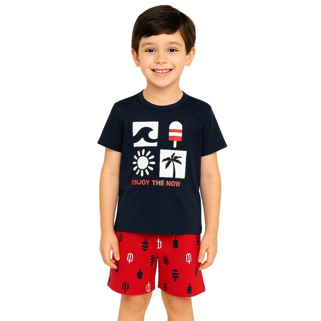 Conjunto Infantil Menino Blusa e Bermuda Kyly