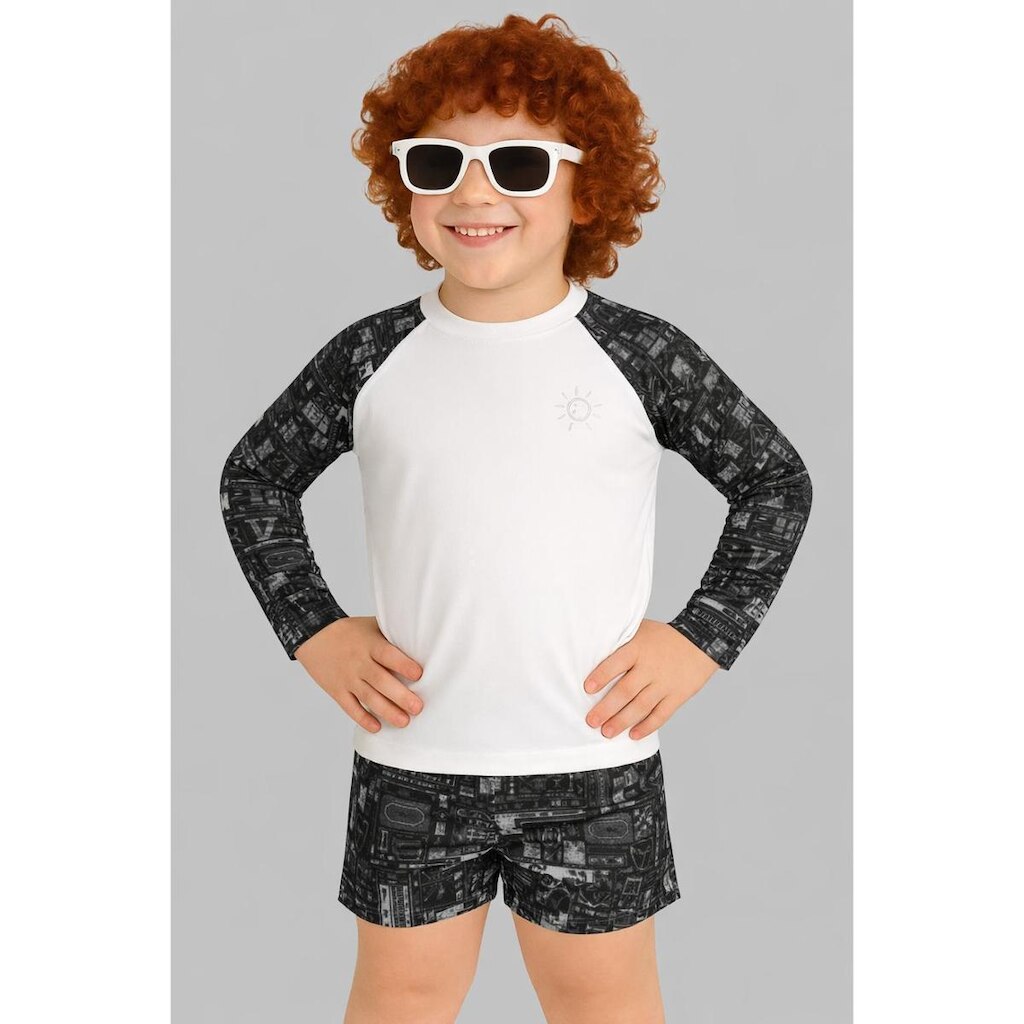 Conjunto Infantil Menino Camisa Térmica Uv50 E Bermuda