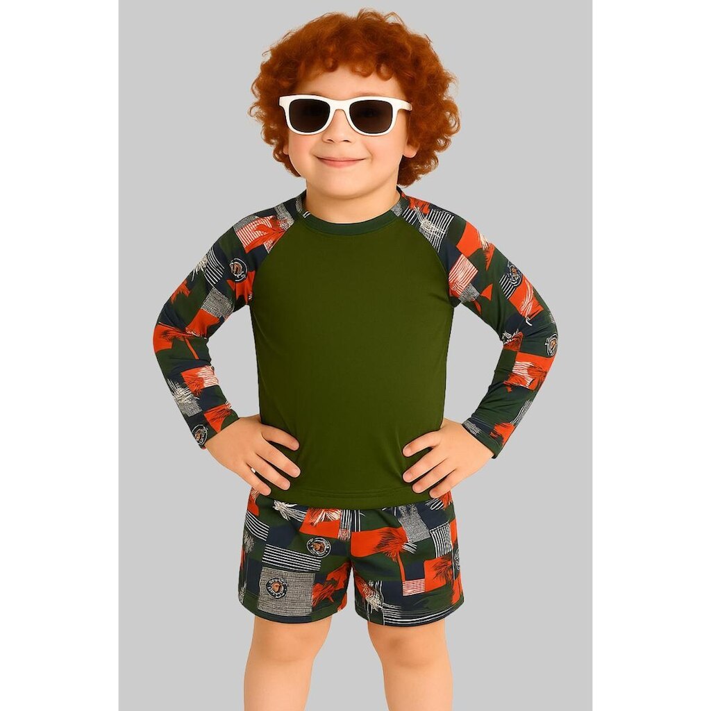Conjunto Infantil Menino Camisa Térmica Uv50 E Bermuda