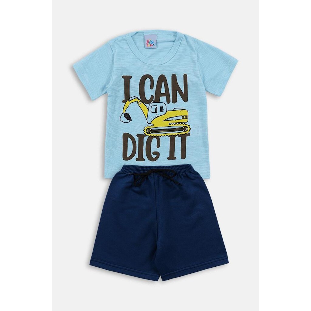 Conjunto Infantil Menino Camiseta com PC e Short Marinho - Destak