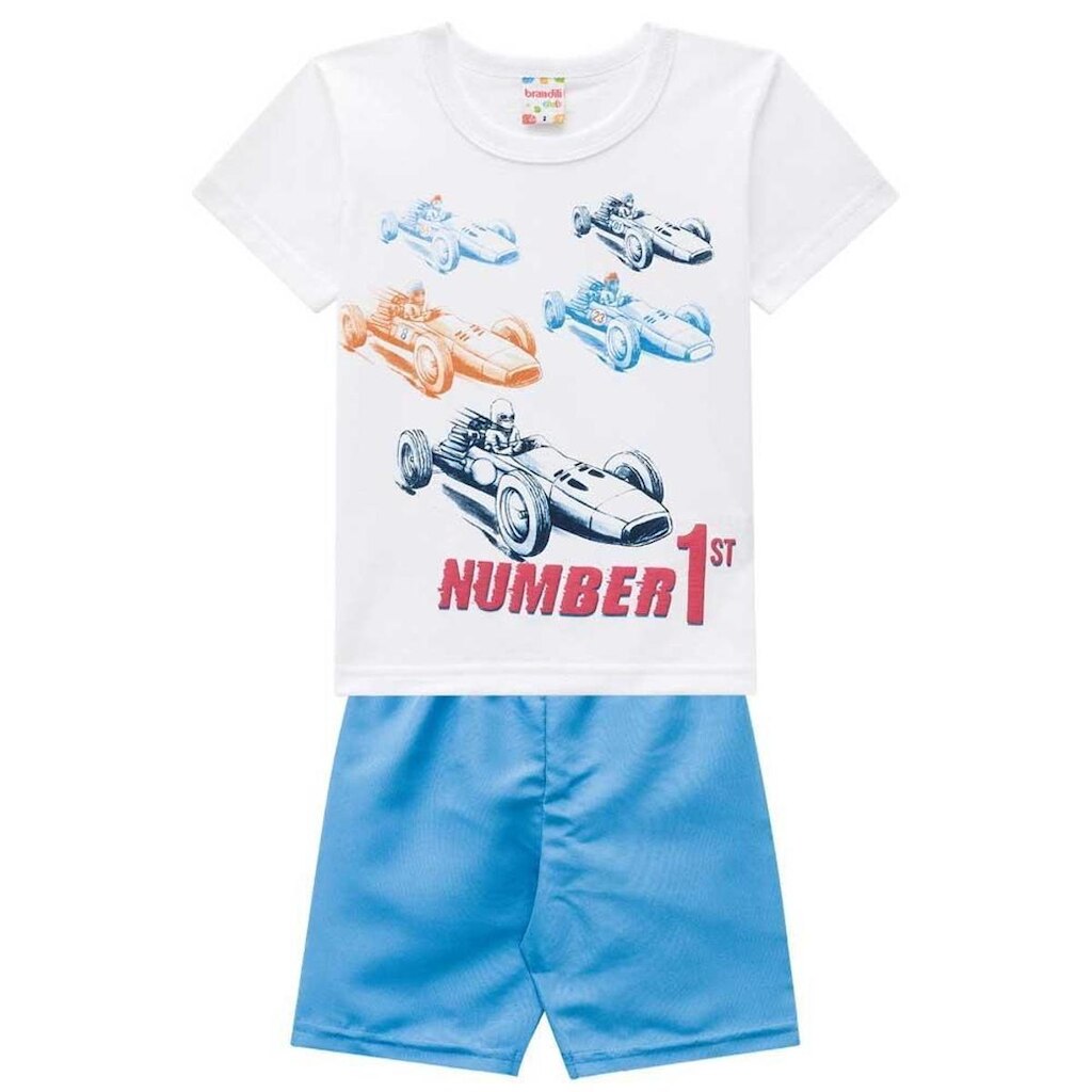 Conjunto Infantil Menino Camiseta Meia Malha E Bermuda Microfibra