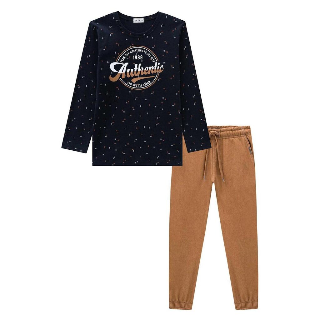 Conjunto Infantil Menino Camiseta Preta/Calça Luc.boo