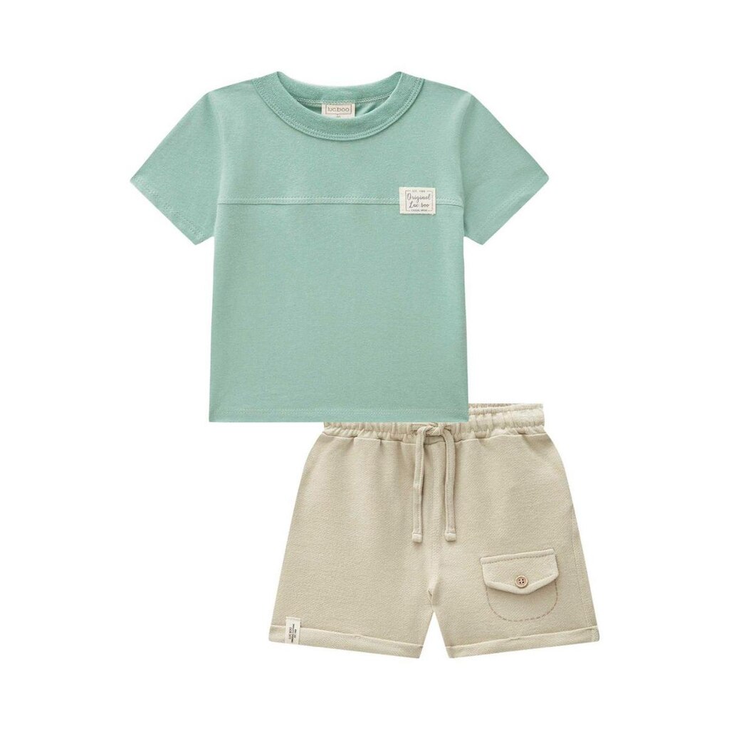 Conjunto Infantil Menino Camiseta/Bermuda Moletinho Luc.boo
