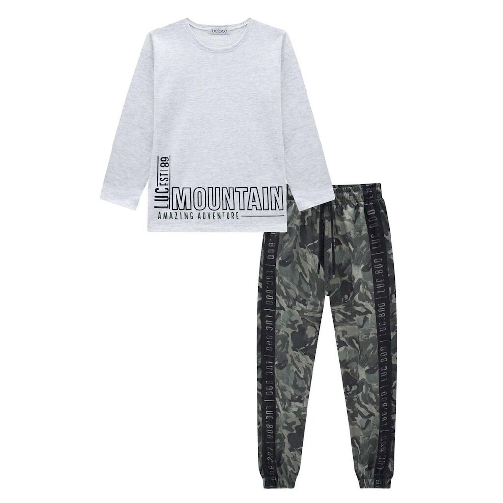 Conjunto Infantil Menino Camiseta/Calça Camuflada Luc.boo
