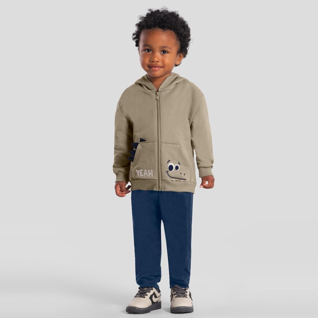Conjunto infantil menino de dinossauro em moletom Brandili