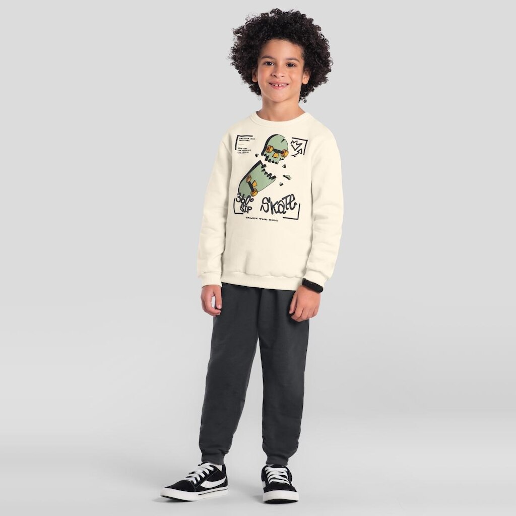 Conjunto infantil menino de skate em moletom Brandili